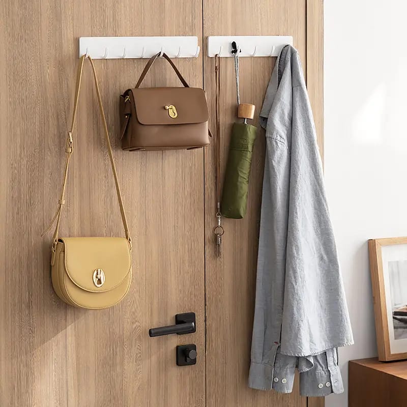 Japanese-Style Kitchen Wall Hooks – 5-Row White Organizer - Arshad Collection | Arshad Collection