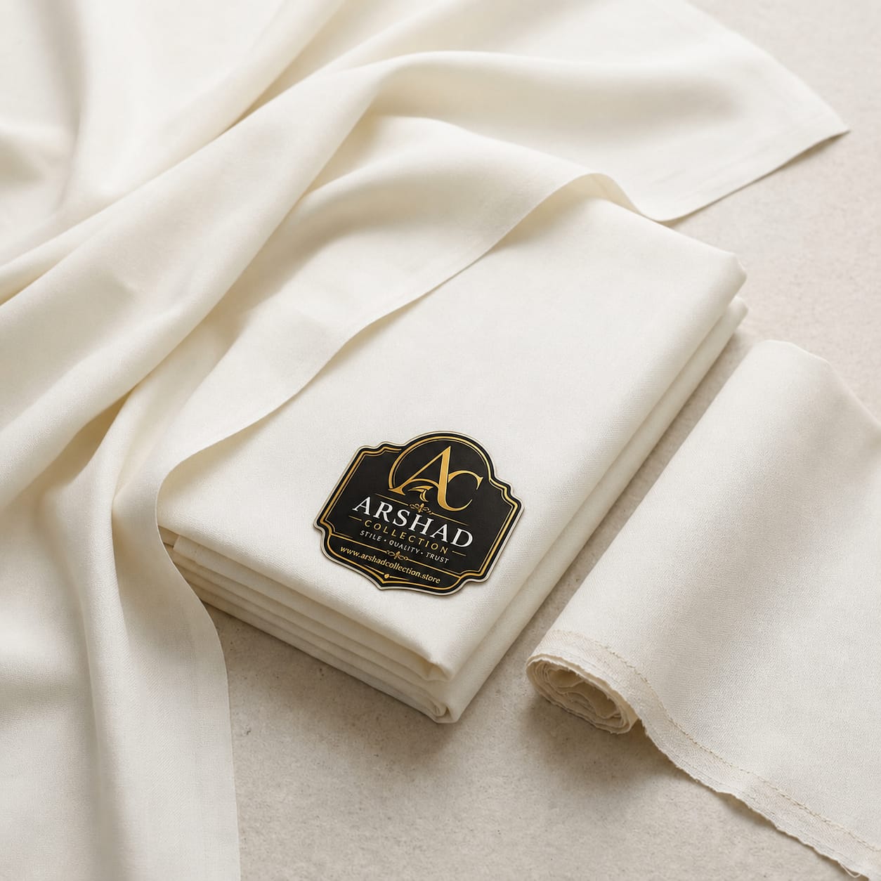Off White Boski Unstitched Suit - Arshad Collection | Arshad Collection